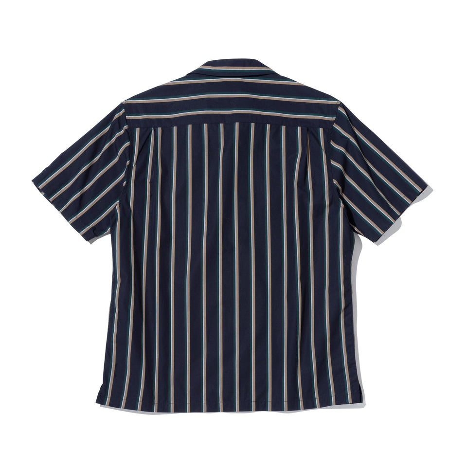 半袖 オープンカラー シャツ BLACK LABEL SS23 ストライプ ネイビー