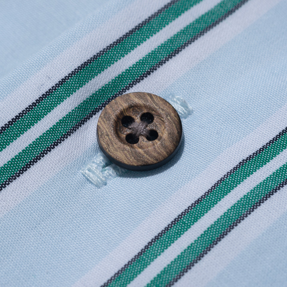 半袖 オープンカラー シャツ BLACK LABEL SS23 ストライプ グリーン