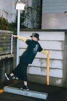 半袖 コットン Tシャツ Yohji Yamamoto FW22 シグネチャーロゴ 見返り美人 ブラック × ブラック