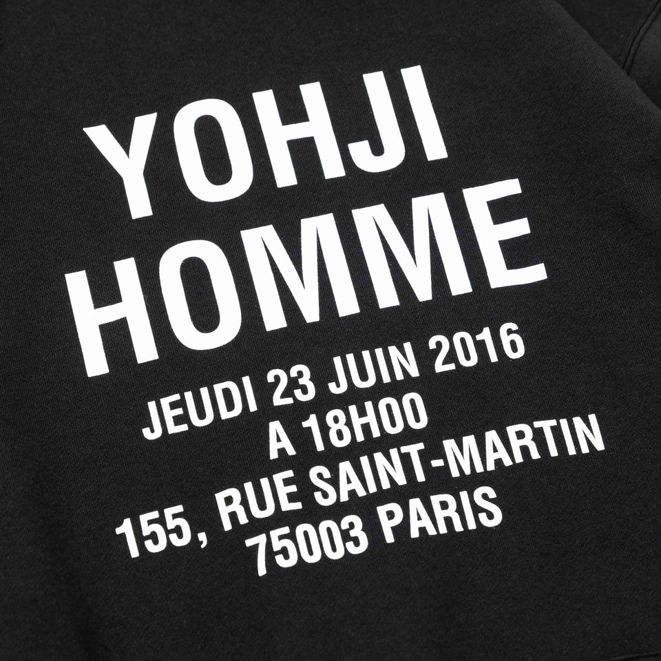 裏毛 コットン スウェット プルオーバーフーディ Yohji Yamamoto SS23 アドレスロゴ ブラック