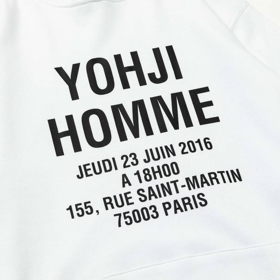 裏毛 コットン スウェット プルオーバーフーディ Yohji Yamamoto SS23 アドレスロゴ ホワイト