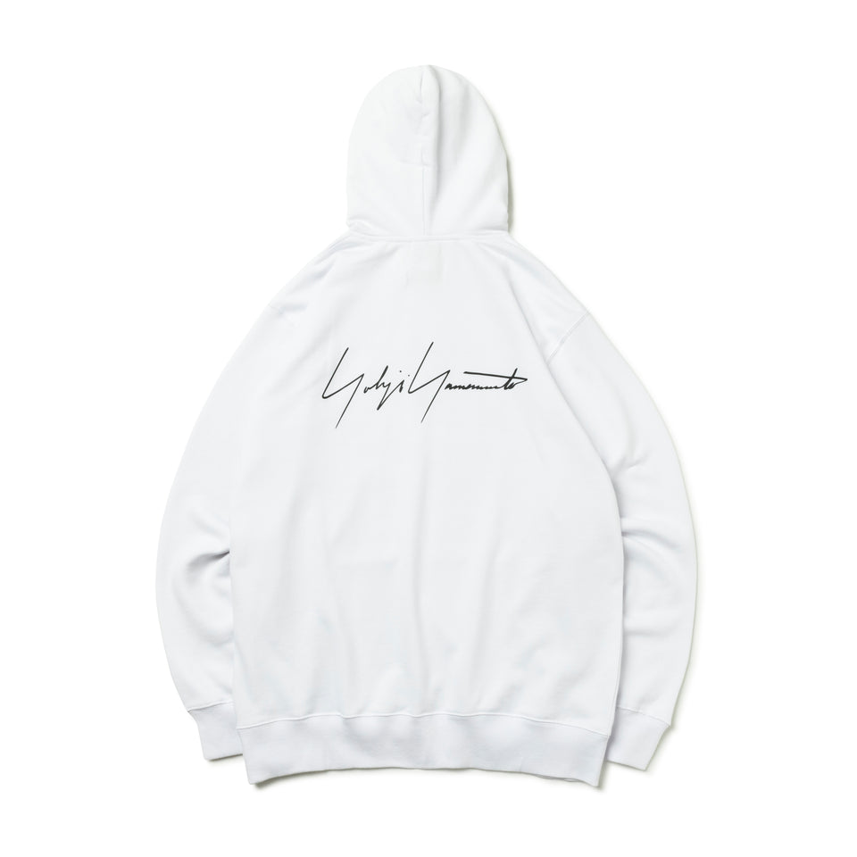 裏毛 コットン スウェット プルオーバーフーディ Yohji Yamamoto SS23 アドレスロゴ ホワイト