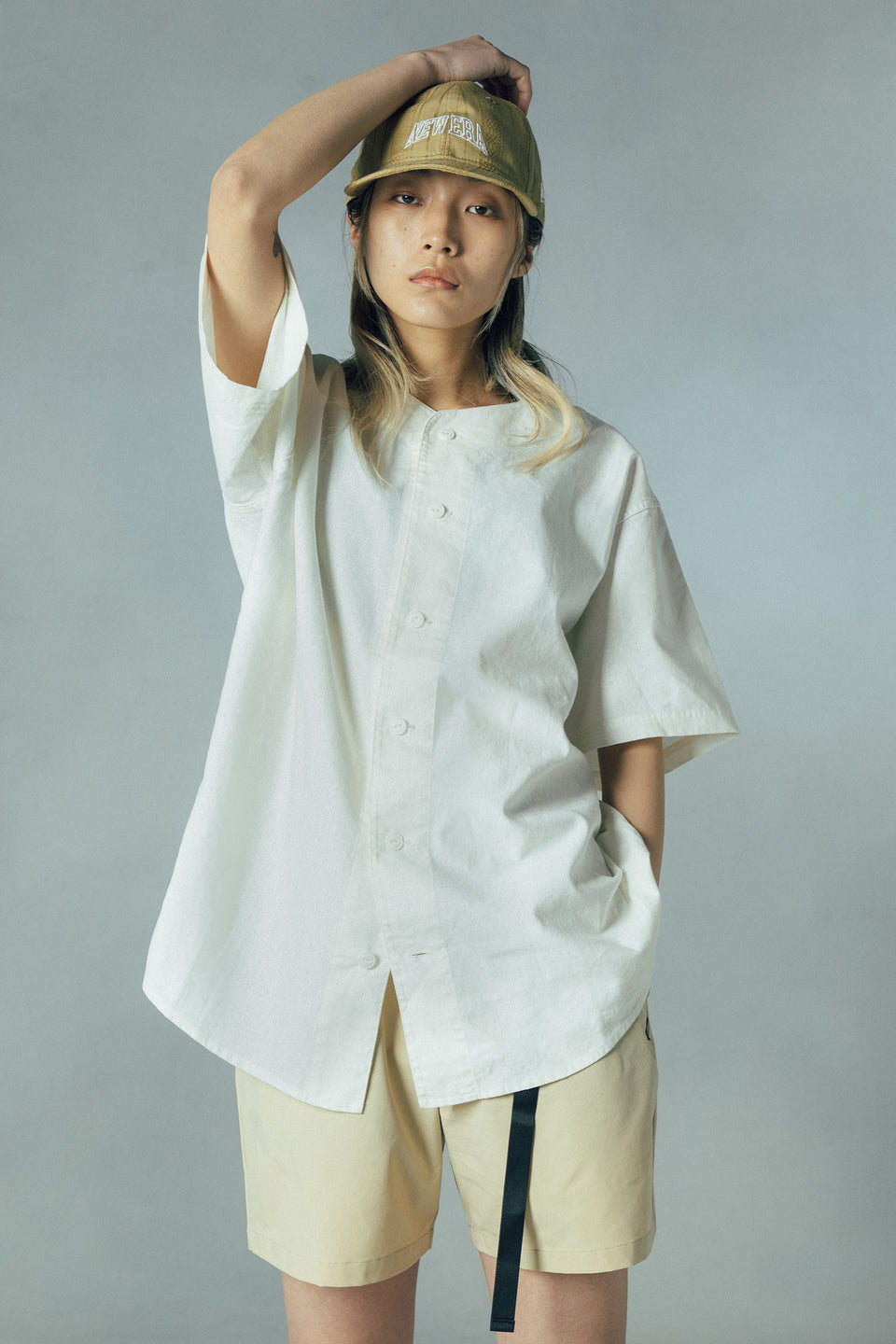 半袖 ベースボールシャツ NEW ERA BLACK LABEL オフホワイト