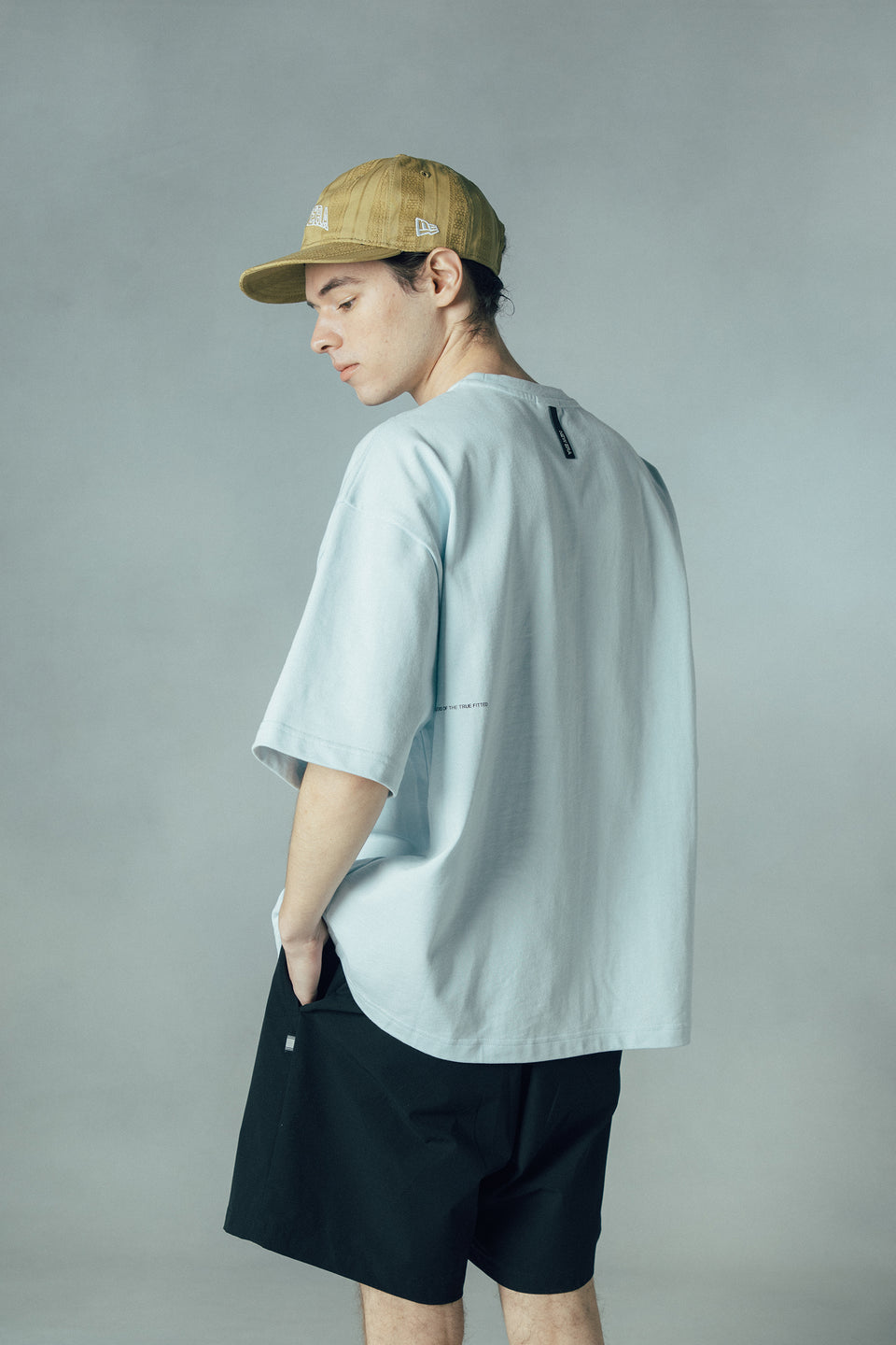 半袖 ポケット ヘビーウェイト コットンTシャツ NEW ERA BLACK LABEL ライトブルー ビッグシルエット