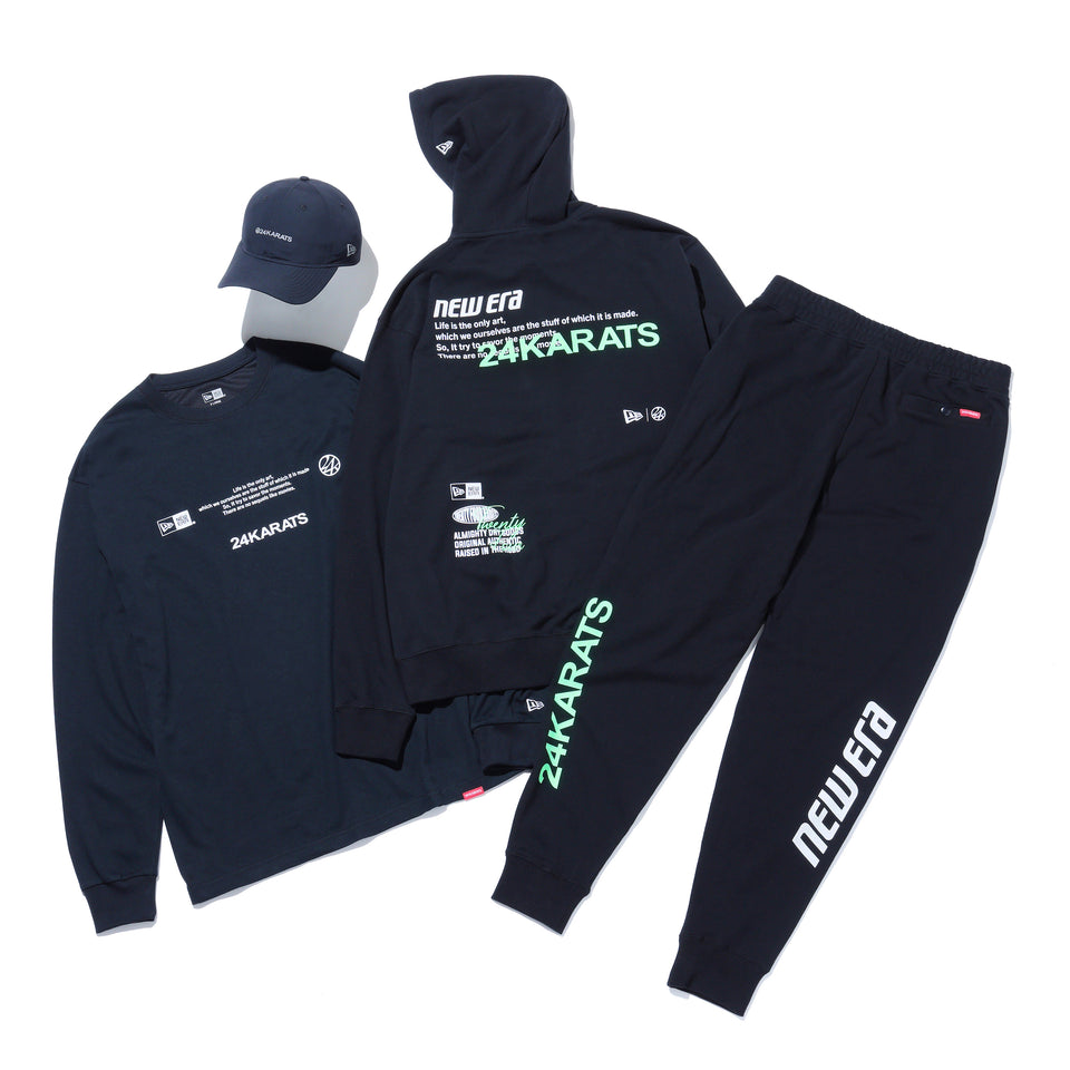 裏毛 スウェット フルジップフーディー 24karats ブラック